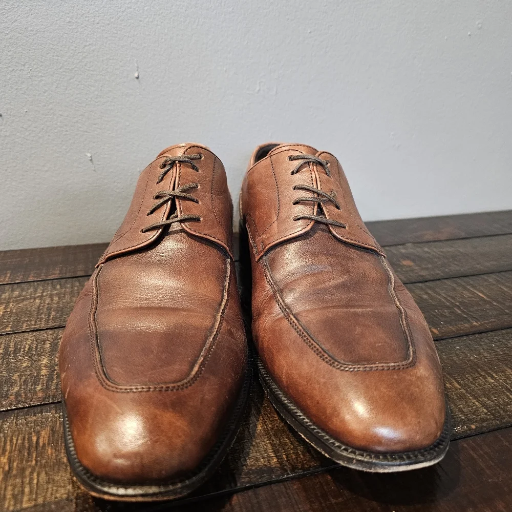 BOSS Mettor Oxford Brown Leather Lace Up Dress Shoe Office Mens Size 9